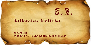 Balkovics Nadinka névjegykártya